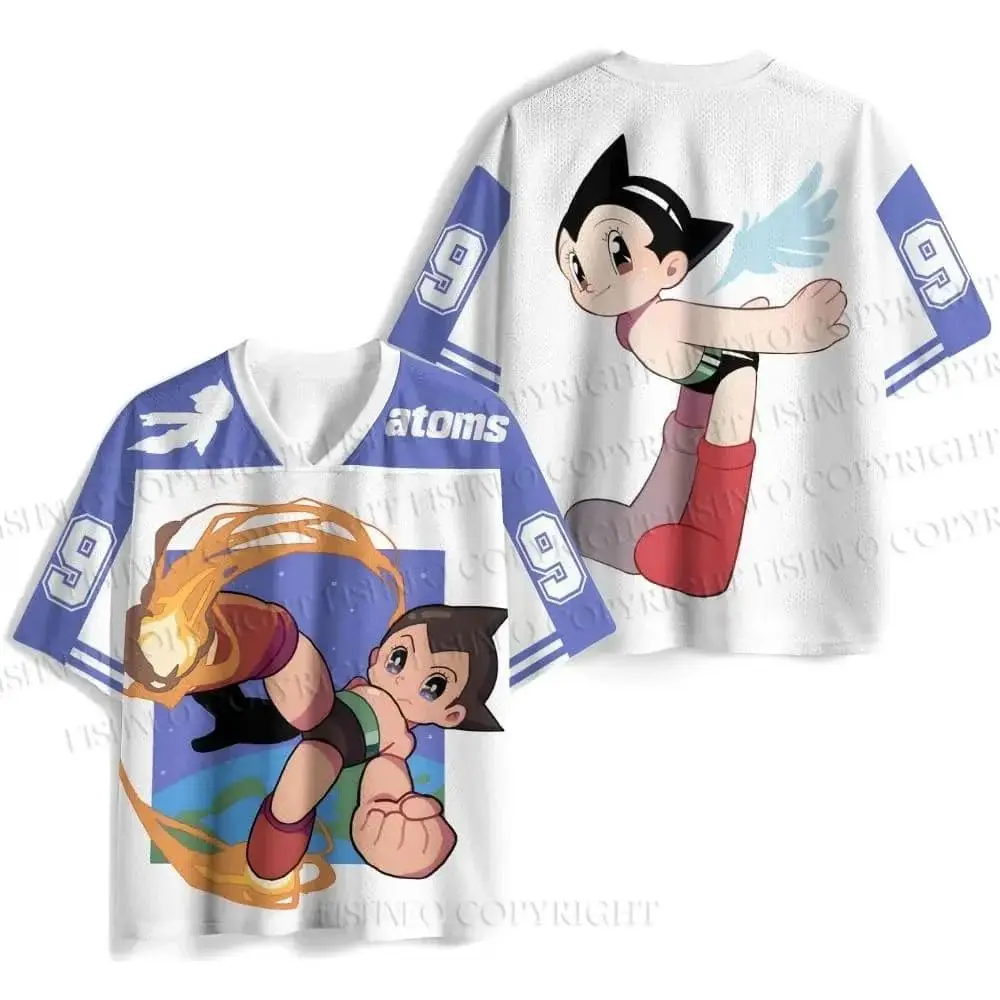 Retro Movie Astro Boy Cartoon Printed Woven Jersey Men Women Street Casual Tops Shirt Kids Football Running Speed Dry T-shirt