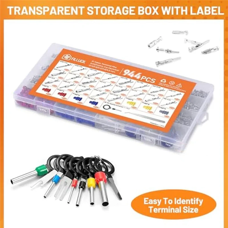 

New Arrival 21Type Non-Insulated Plug 945Pcs Car Electrical Pin Connector Terminal Pins Wire Connectors Kit, 1/1.5/1.8/2.2/2.8/3