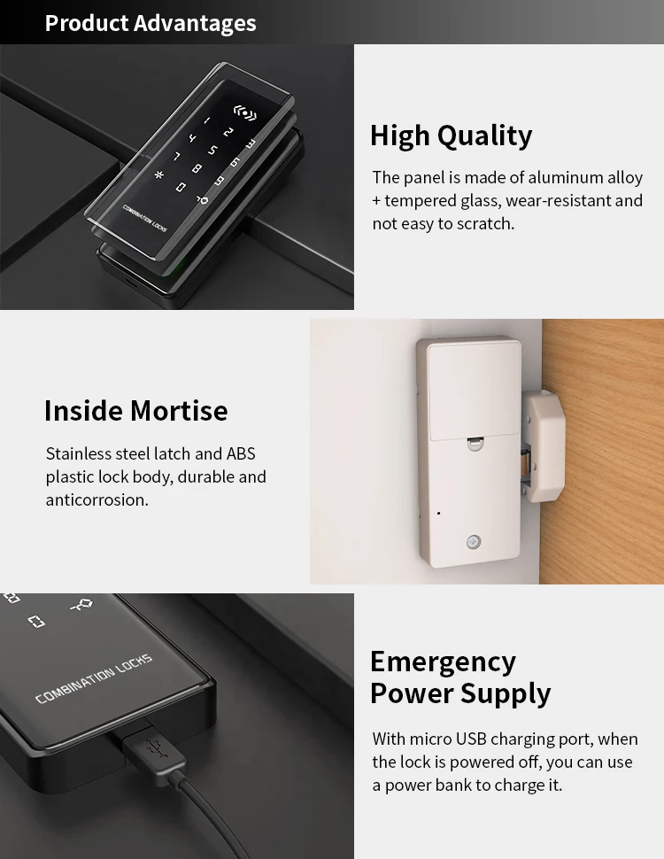 EM179 ttlock app remote control electronic smart magnetic sensor Rfid keypad cabinet Drawer lock