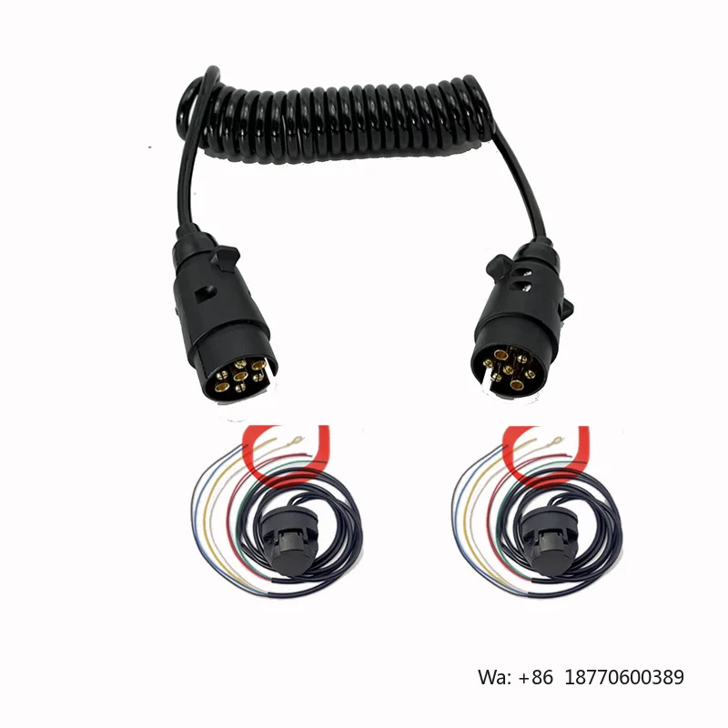 New A&J Trailer Four Core 4 Pin Spiral Extension Cord with 2 Female Connectors 2m High Quality Truck Trailer Parts