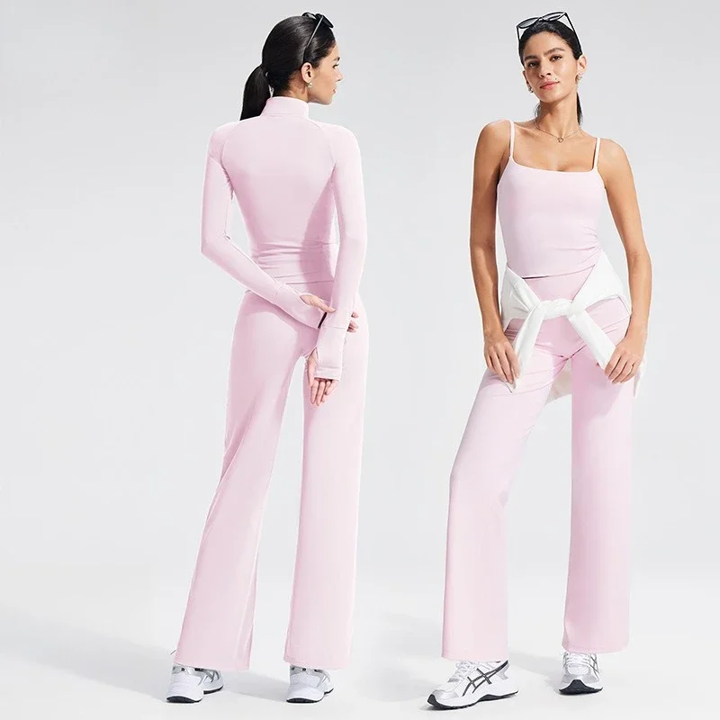 

Women's 3 Piece Yoga Set with Zipper Jacket Long Sleeve Top Vest&Pants Fitness Workout Clothes Running Gym Training Suit 2025 Ne
