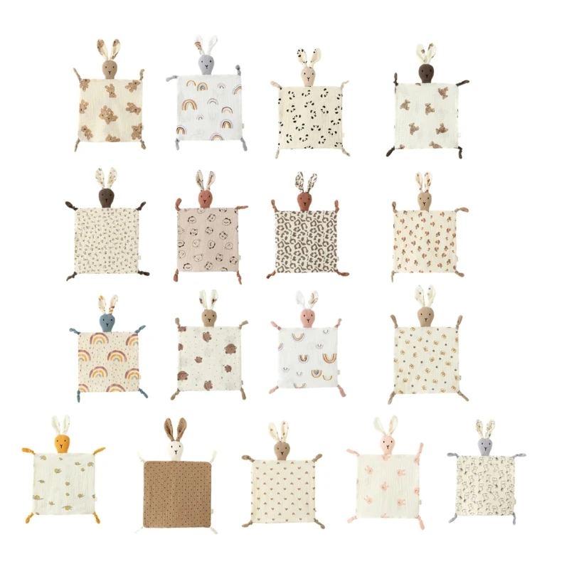 Newborn Security Blanket 3D Rabbit Baby Comforter Towel Soft-Cotton Handkerchief