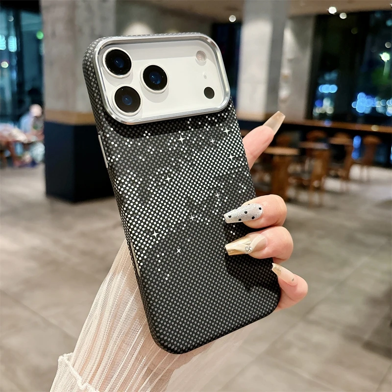 Роскошный чехол для телефона из углеродного волокна для iPhone 17 Air 17 Pro Max с магнитной беспроводной зарядкой, ультратонкий жесткий красочный чехол