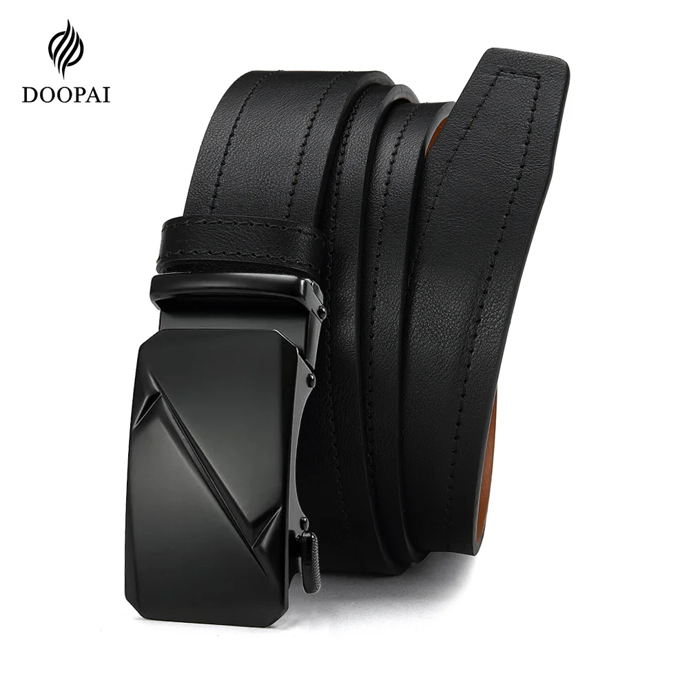 Men's Leather Belt Men's High-quality Business Belt Automatic Buckle Fashionable Ratchet Belt Can Be Adjusted Freely