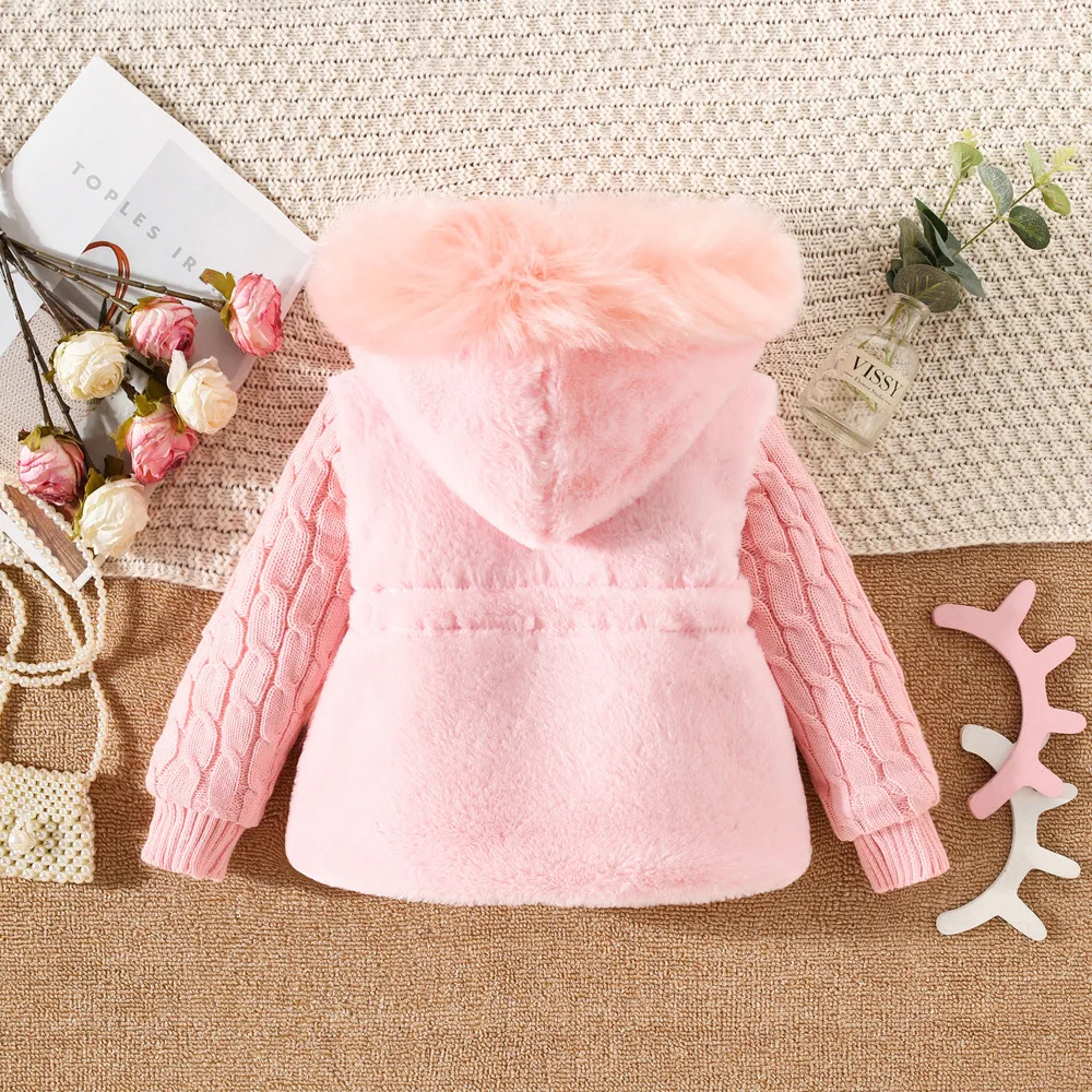 1 2 3 4 Jahre Winter Baby Mädchen Plüschjacke Verdickte Wärmende Mädchen Pullover Mantel Modische Kleinkind Kapuzenjacke Kinderkleidung – Detail 6