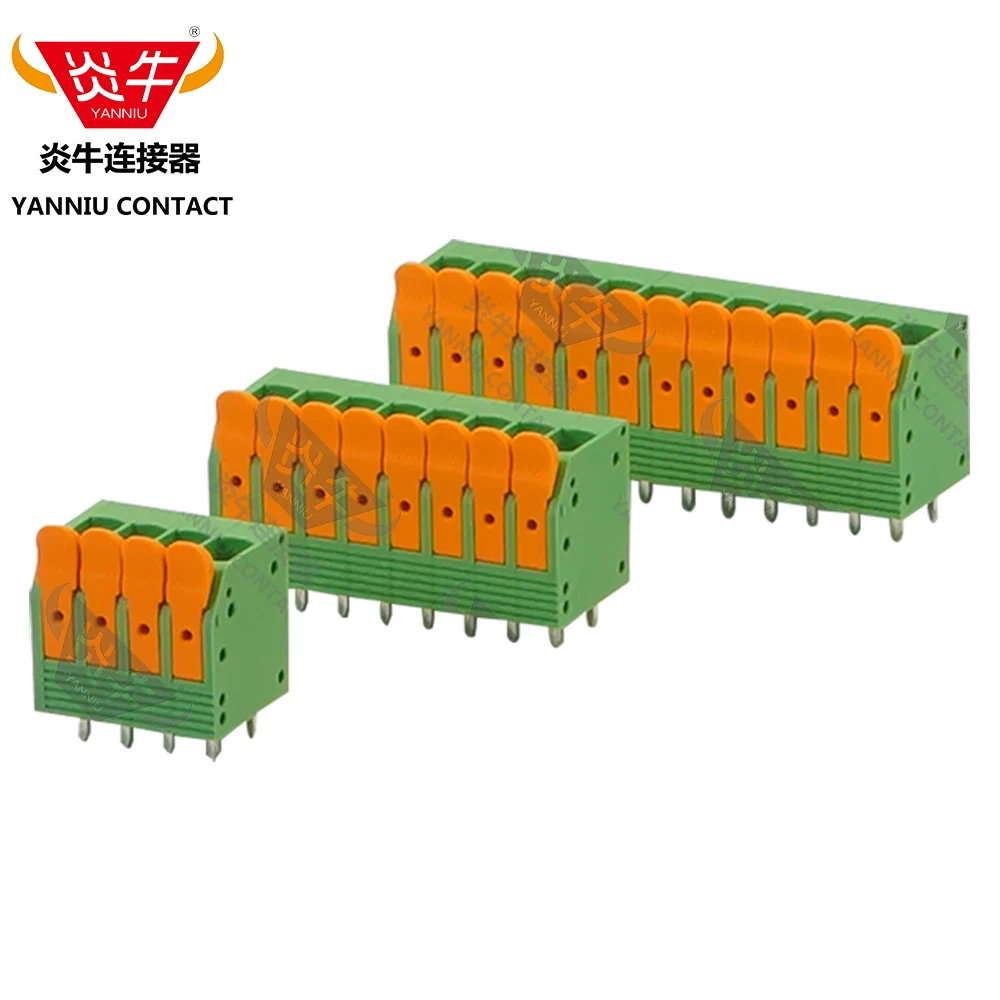 50Pcs YN245V 5.0mm  PCB CONNECTOR SpringTERMINAL BLOCK  YELLOW BUTTON  PHOENIX CONTACT DEGSON 2204 2206 2216 Grey Green White