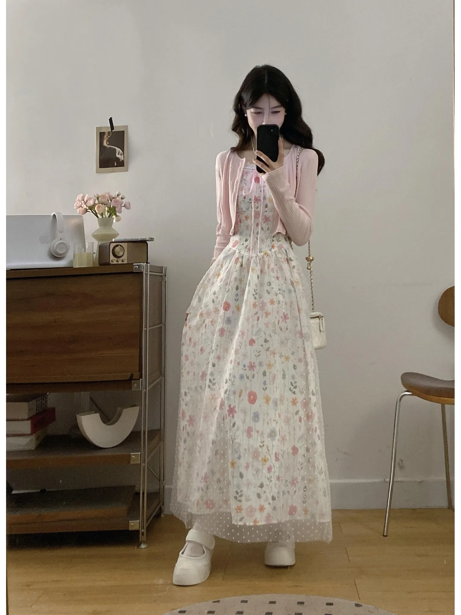 

plus Size Floral Sweet Tea Strapless Puffy Flower Bud Dress Hiding Meat Slimming Short Skirt for plus Size Women Summer Wear