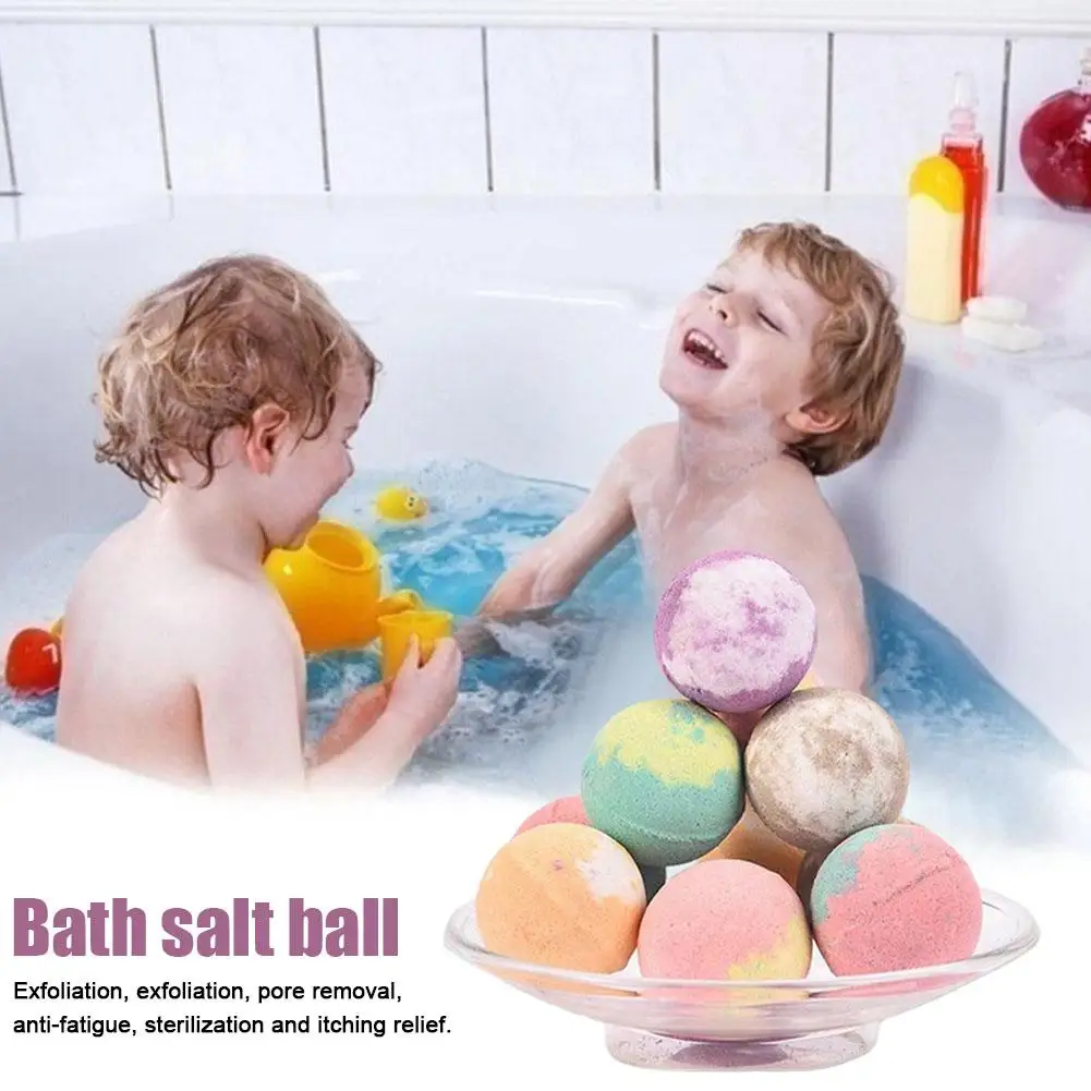 Palla di sale da bagno Palla di sale da bagno a bolle naturali Detergente elaborato per cereali di sale per il corpo Tipo di bagno profondo Olio per aromaterapia B8K8