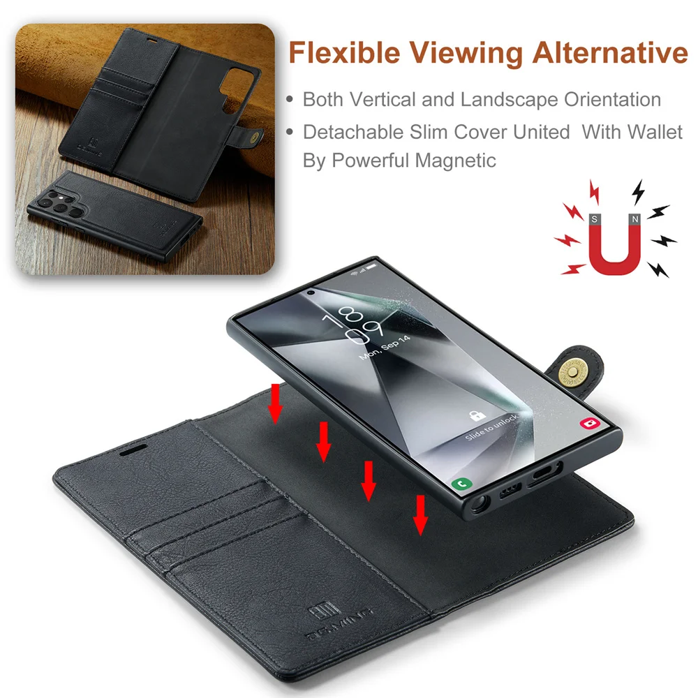 Luxury Magnetic Flip Wallet Case for Samsung Galaxy S24 Ultra S23 S20 S21 FE S22 Plus Note 20 Magnet Card Holder Leather Cover