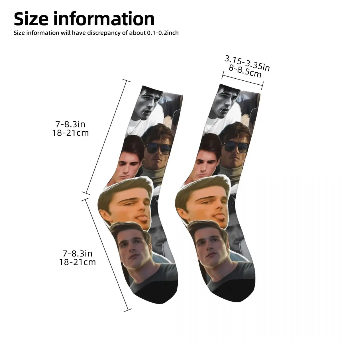 Autumn Winter Casual Men's Women's Jacob Elordi Photo Collage Socks Non-slip Football Socks