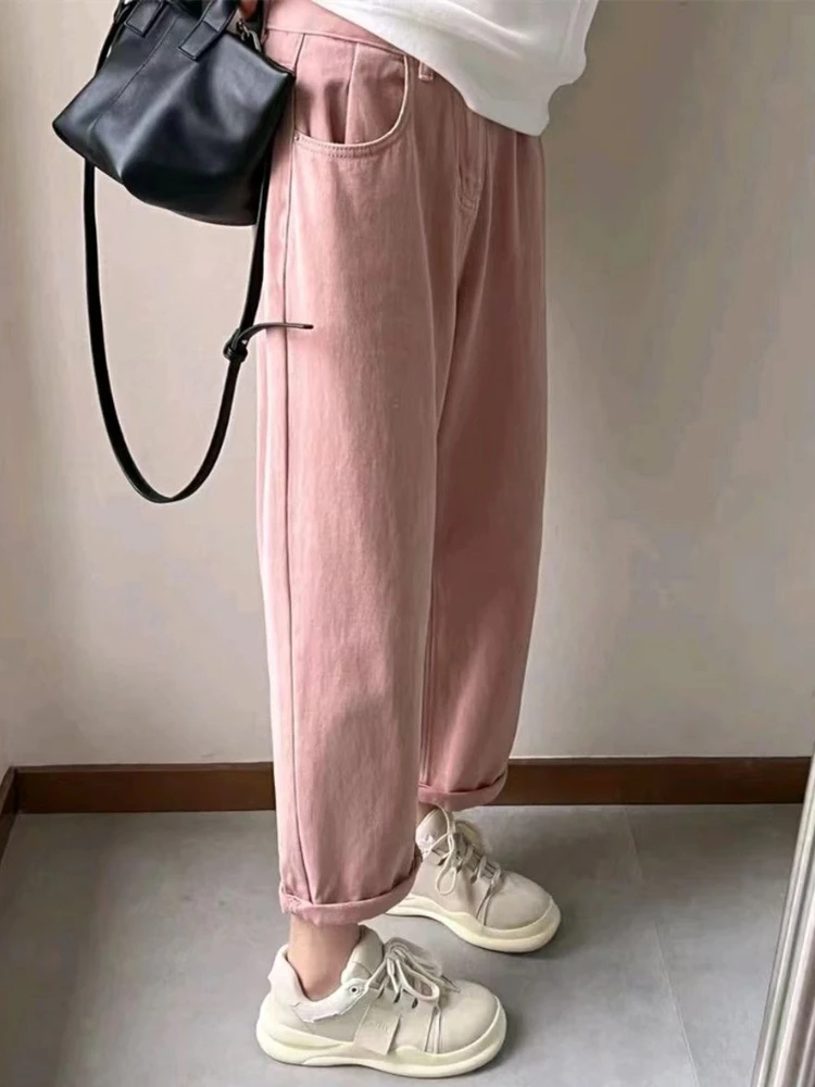 Jeans Women Solid Candy Color Sweet Holiday Japanese Style Chic Leisure Streetwear All-match Spring Ins Fashion Daily Students