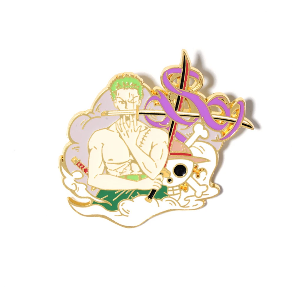 

Anime ONE PIECE Roronoa Zoro Santōryū Cosplay Props Metal Badge Pin Alloy Brooch Accessories