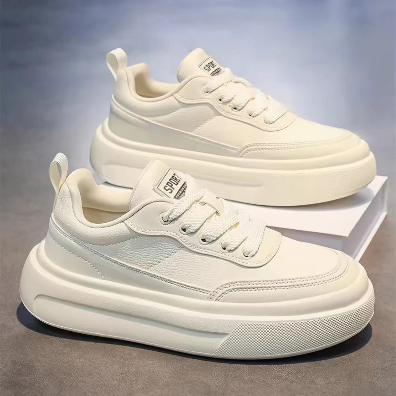Korean version soft sole  male small white shoes anti slip casual student sports shoes men's height increasing board shoes