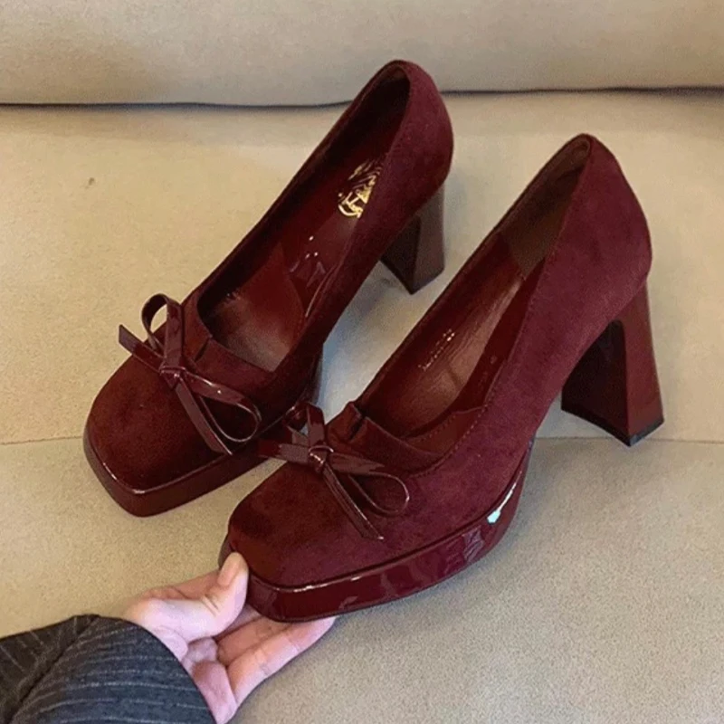 

Mary Jance Women's Shoes High Heels Bow Fashion Shoes Dress Designer Pumps Shallow Elegant Luxury Women's Shoes Zapatos De Mujer