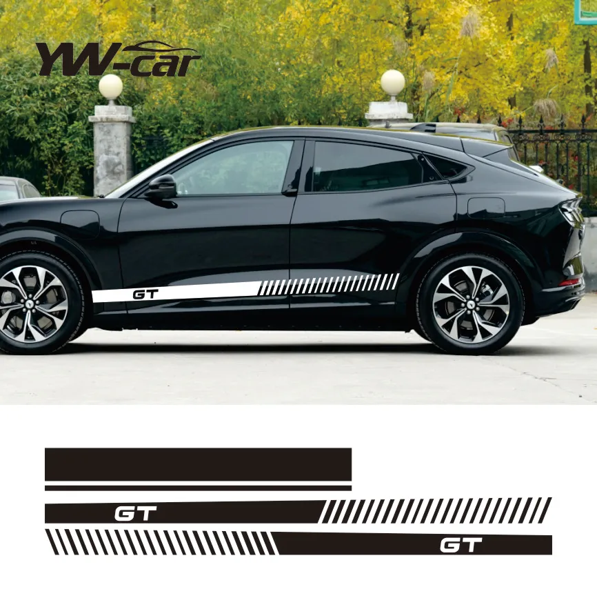 Ford Mustang Mach E GT Racing Stickers - Hood, Door & Side Skirt Decals for Sport Car Styling Accessories