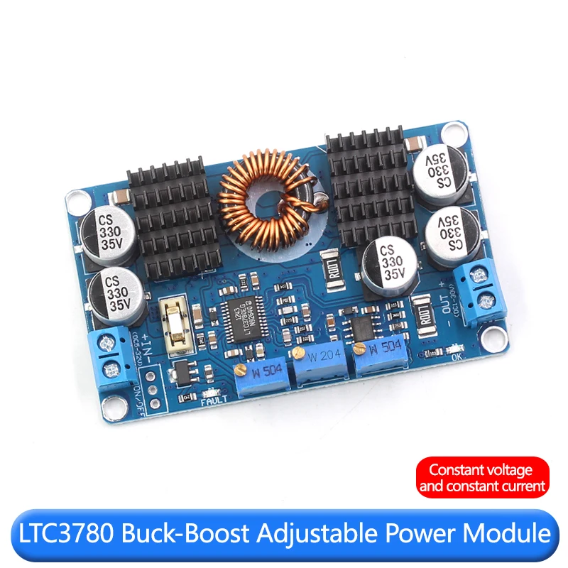 LTC3780 boost-buck adjustable power supply board with constant voltage and current for solar and automatic charging