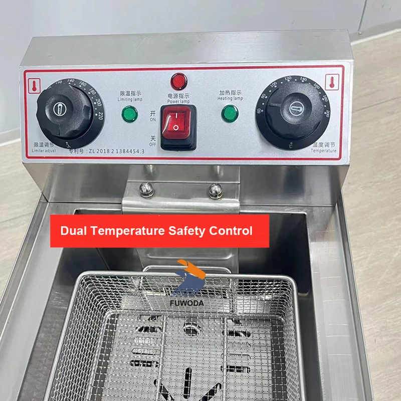 Commercial 10L Deep Fryer Electric 110/220V Chicken French Fries Fryer Reversible Heating Pipe Frying Oven Machine