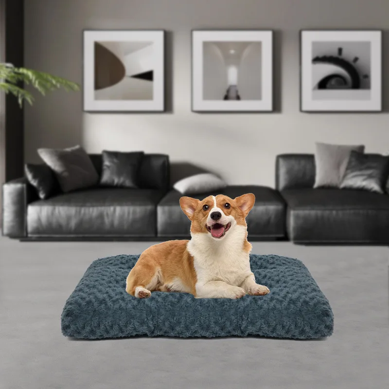 

Всесезонная моющаяся теплая лежанка для животных из розового ПВ-вельвета, противоскользящая подушка-софа для кошек и маленьких собак, для зимнего использования