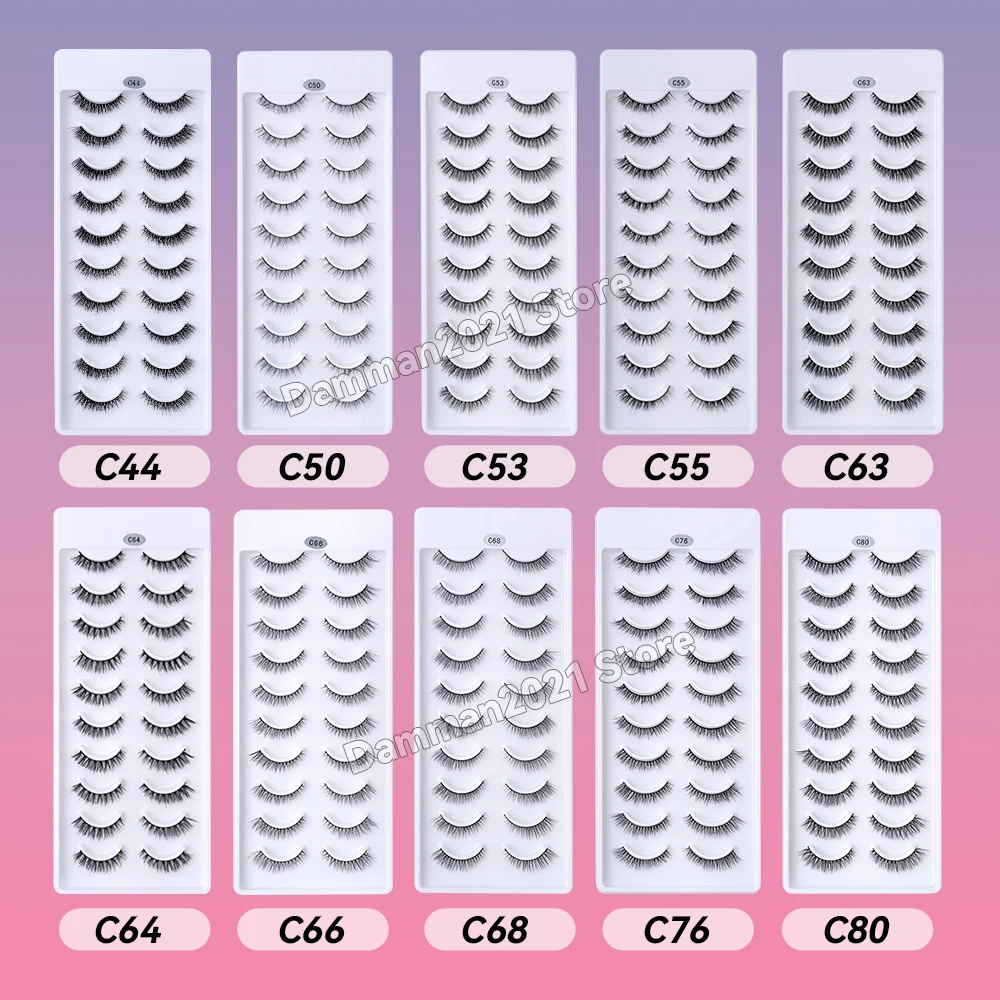 Damman 10 Paia 3D Striscia Ciglia Finte Naturale Wispy Cat Eye Strip Ciglia Soffici Finte Visone Striscia Ciglia Strumenti di Trucco