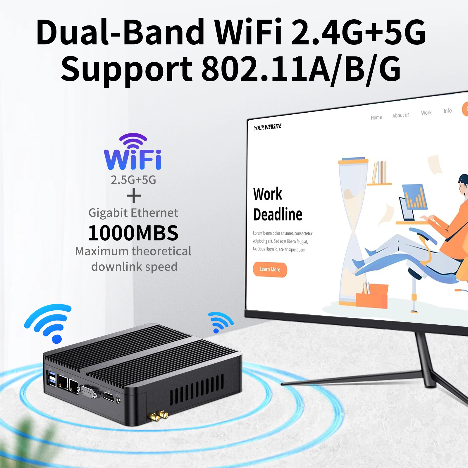 MSECORE Intel Celeron J4125 Fanless Mini PC with Windows 10, Office, Linux, Dual Lan, Industrial Desktop Computer, Portable.