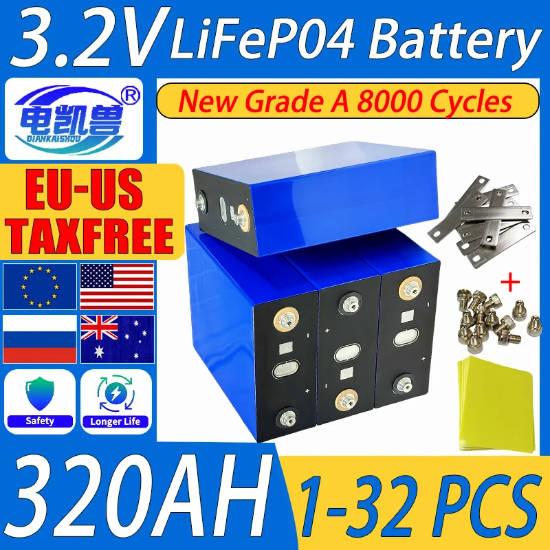 جديد جودة عالية 320Ah 3.2 فولت Lifepo4 بطارية DlY 12 فولت 24 فولت 48 فولت تعمل بالطاقة الشمسية RV التخييم تخزين الطاقة المنزلية بطارية قابلة للشحن #2