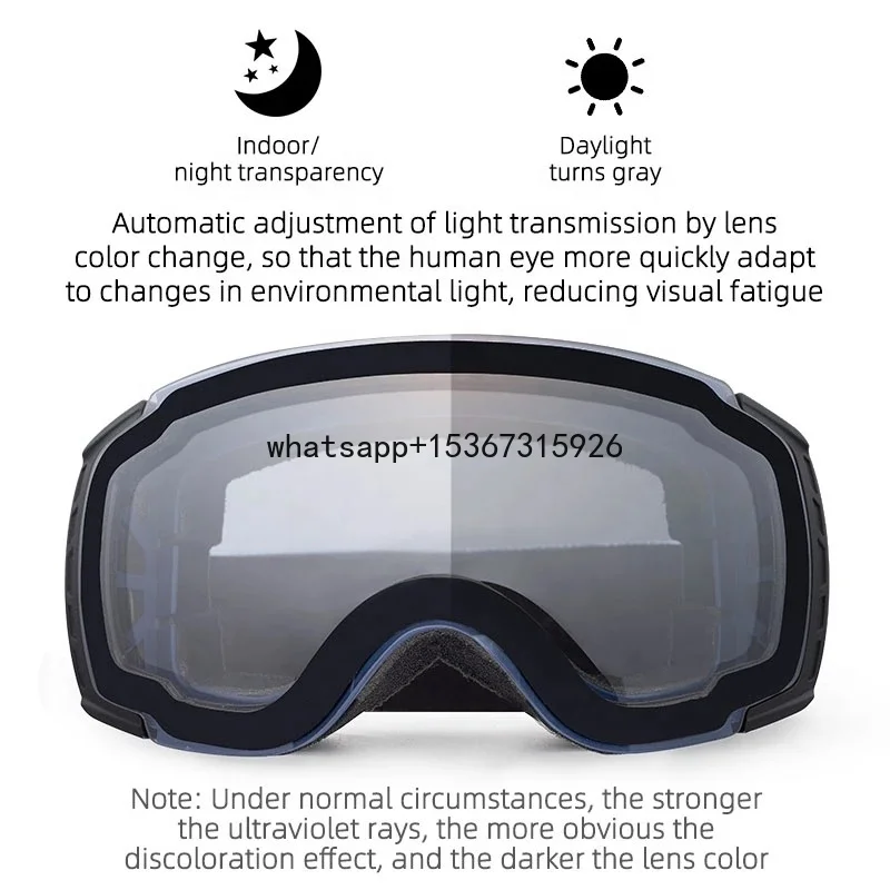 Ski Goggles photochromic eyewear Snowboard Goggles for Men Women Adult Youth Snow pleochromatic glasses