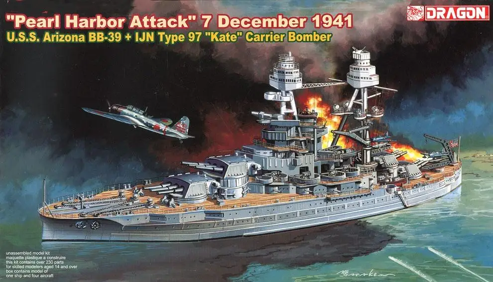 DRAGON 7127 Scala 1/700 Stati Uniti Arizona BB-39 + IJN Tipo 97 "Kate" Carrier Bomber "Pearl Harbour Attack" 7 dicembre 1941