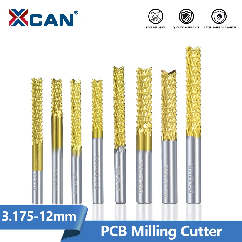 XCAN PCB frez trzpieniowy kukurydziany 3.175mm-12mm frez z chwytem powlekane tytanem frezy CNC frez frez z węglika spiekanego