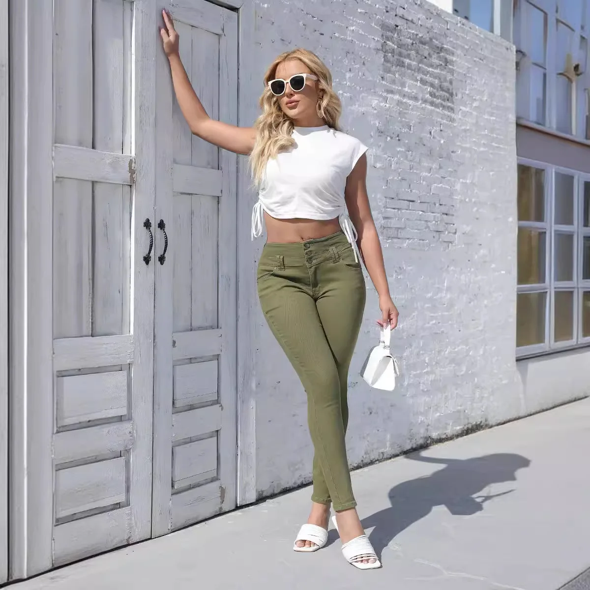 Sexy Skinny Jeans Women High Waist Peach Hip Elastic Denim Pants Women's Tight Feet Pencil Pants Single Breasted Trousers
