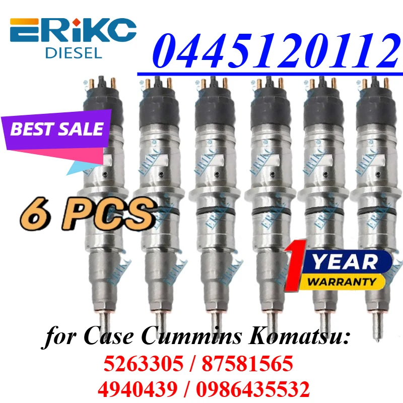 6 piezas 0445120112 0986435532 inyector diésel 0 445 120 112 boquilla de motor 0445 120 112 boquilla para CUMMINS 87581565 5263305 4940439