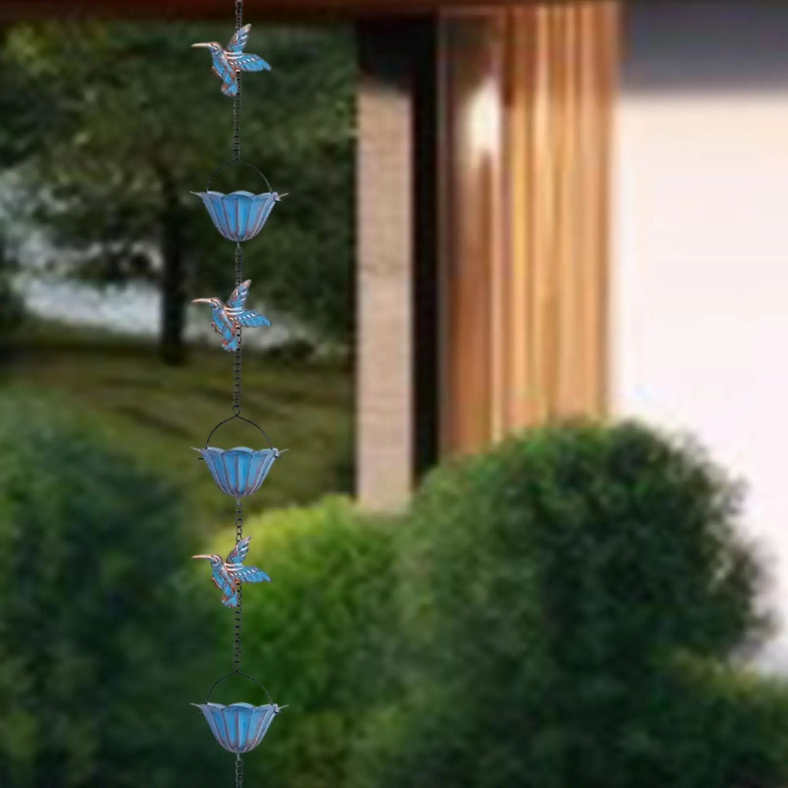 Outdoor Rain Chain for Gutters Iron Cup Drainage Downspout Alternative Decorative Water Collector for Roofs Awnings Sheds