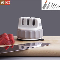 Huohou Mini Kitchen Knife Sharpener Fixable Sharpen Stone Trible Wheel Whetstone Super suction Knife Sharpening Tool Grindstone