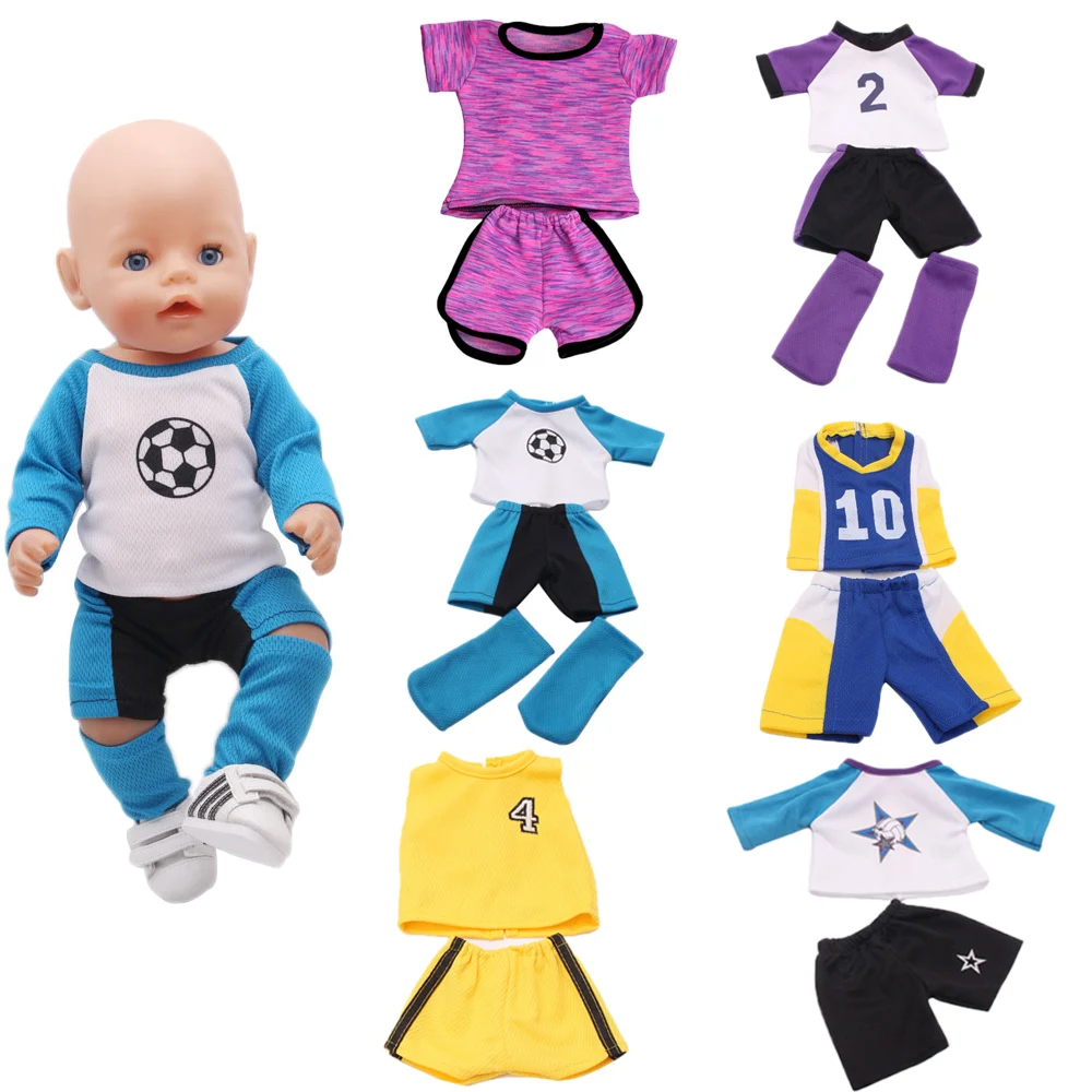 

43 Cm NewBorn Baby Doll Clothes Football Uniform Sports Socks 18 Inch American Doll Suitable For Boys And Girls Holiday Gifts