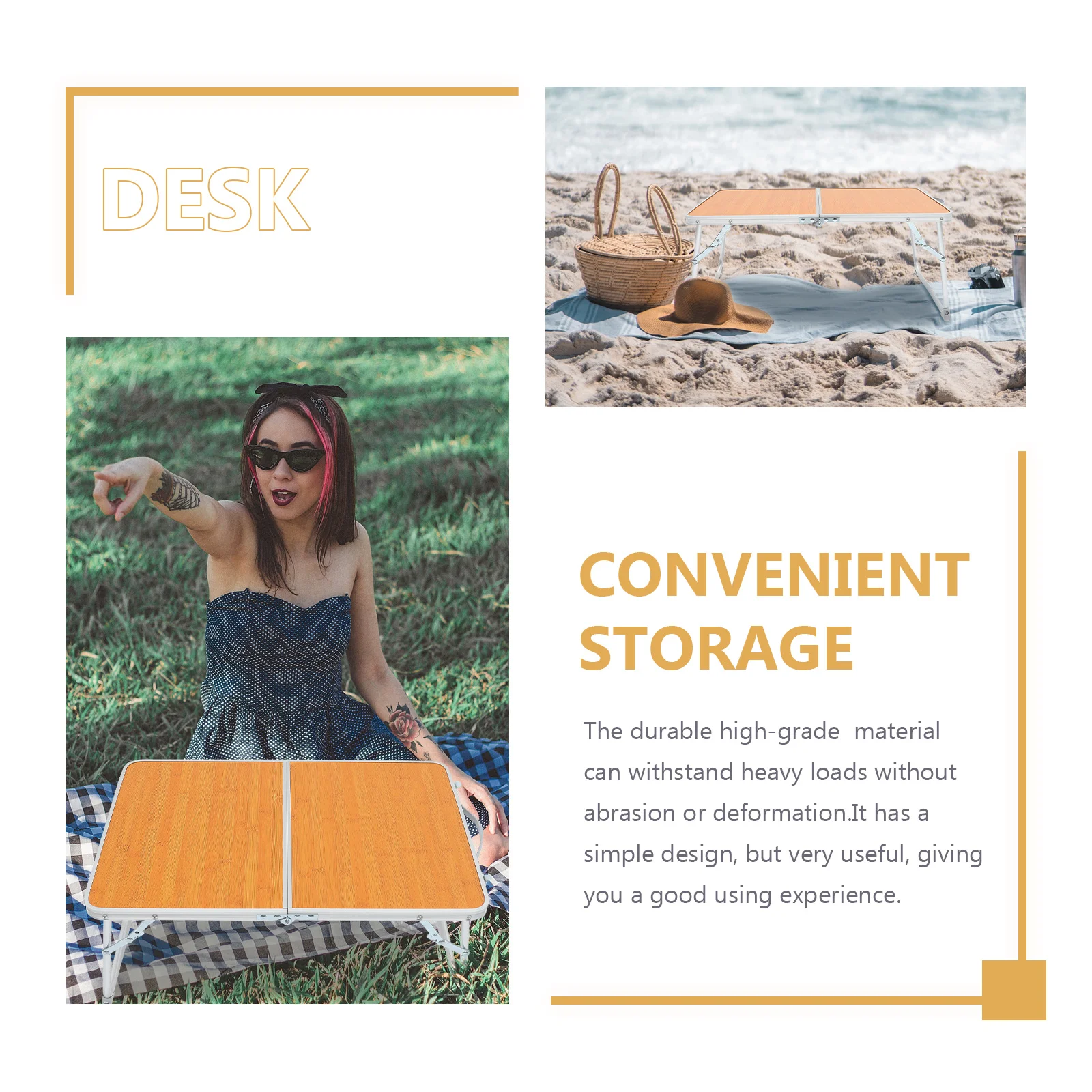 

Foldable Desk Material Wide Space Laptop Books Accessories Reinforced Legs Stable Non Deformation Simple Design Useful