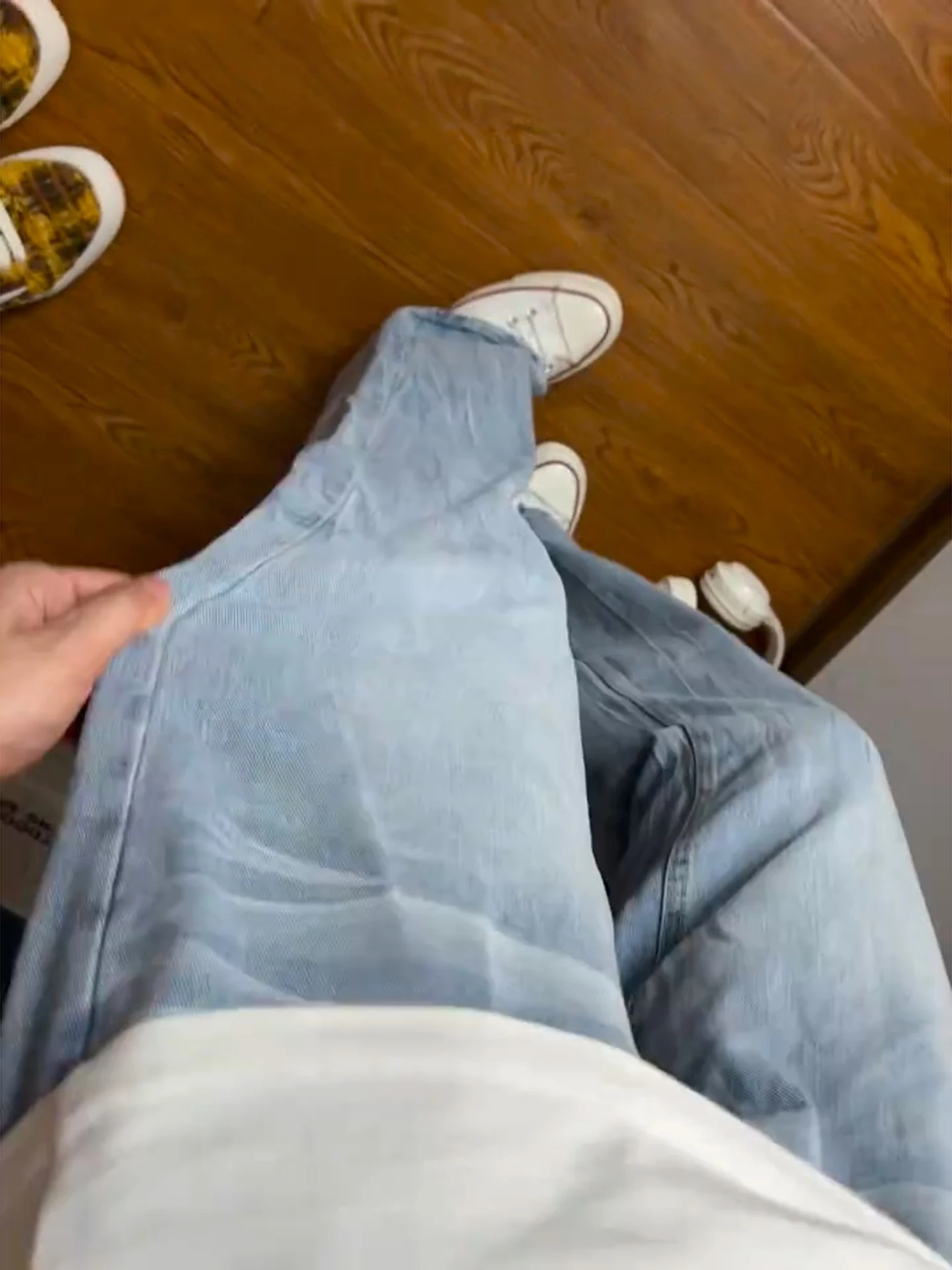 

Fall Men's Workwear Pants Slim Straight Vintage American High Street Denim Capri Length Micro Flared Tapered Bamboo Pattern