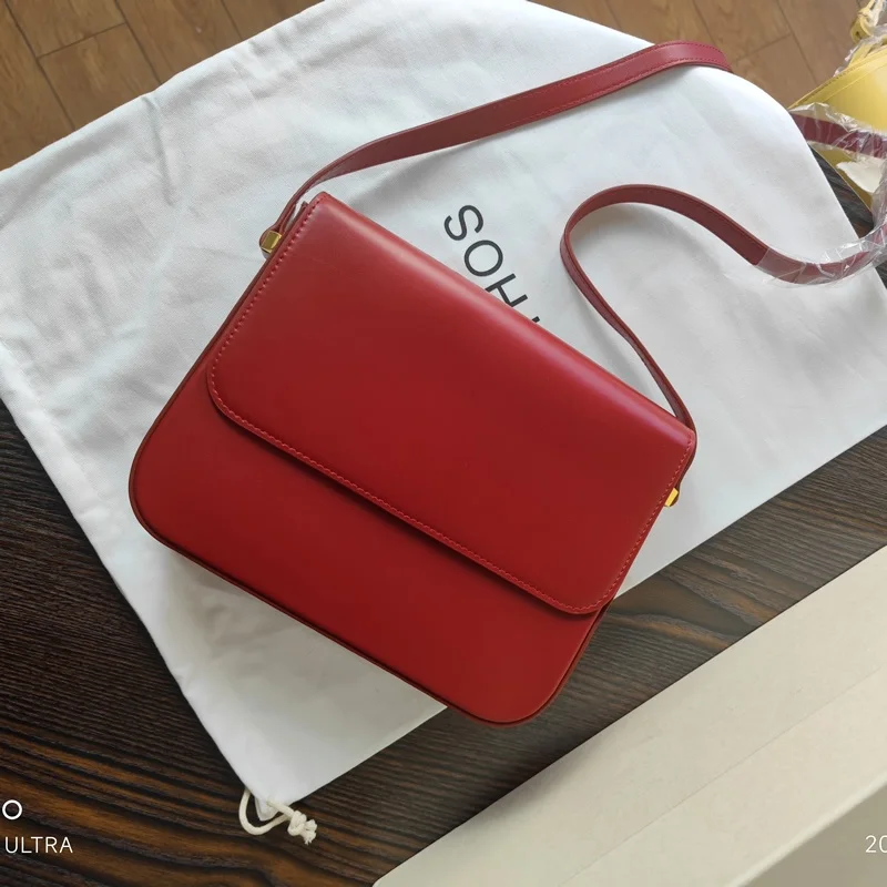 [Spot] South korea Niche Design Bag Ethos Genuine Leather Square Sling Bag 2023 New Shoulder Women's Bag Fashion