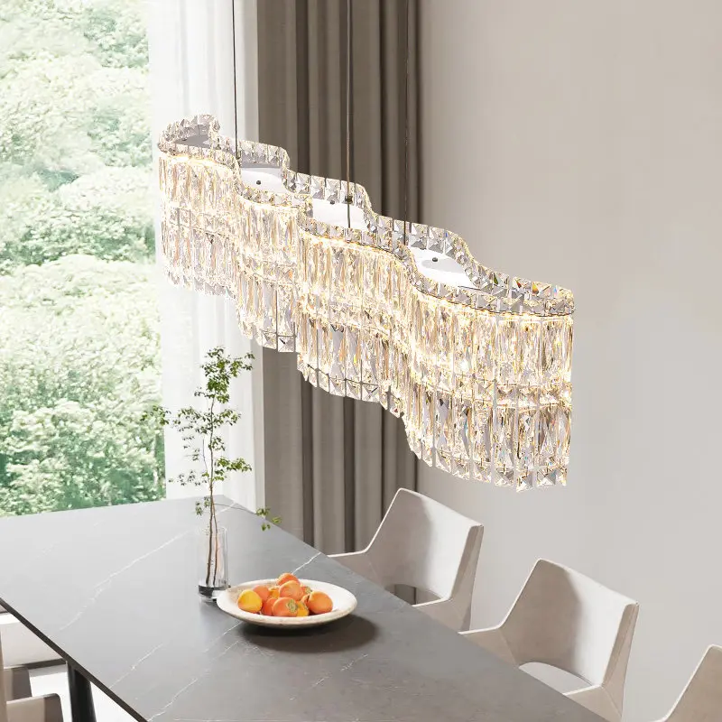 Modern French Light Luxury Crystal Chandelier For Living Room Restaurant Dining Table And Bar Counter Suspend Pendent Lamp