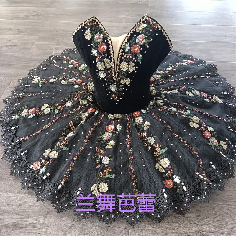 Exclusive Custom Size 12 Layers Girls Women Adult Performance Wear Professional Black Swan Lake Ballet Dance Tutu Costumes