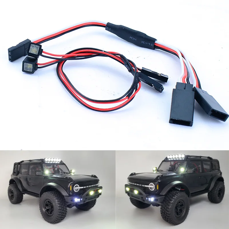 

LED Front Bumper Light Universal Square Spotlight for 1/18 RC Crawler Car Traxxas TRX4-M Defender D90 D110 Bronco Upgrade Parts