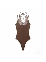 Women Pure Color Lace Jumpsuit Women's One-Piece Suit ort Pants Mid Waist Female Jumpsuit - Image 3