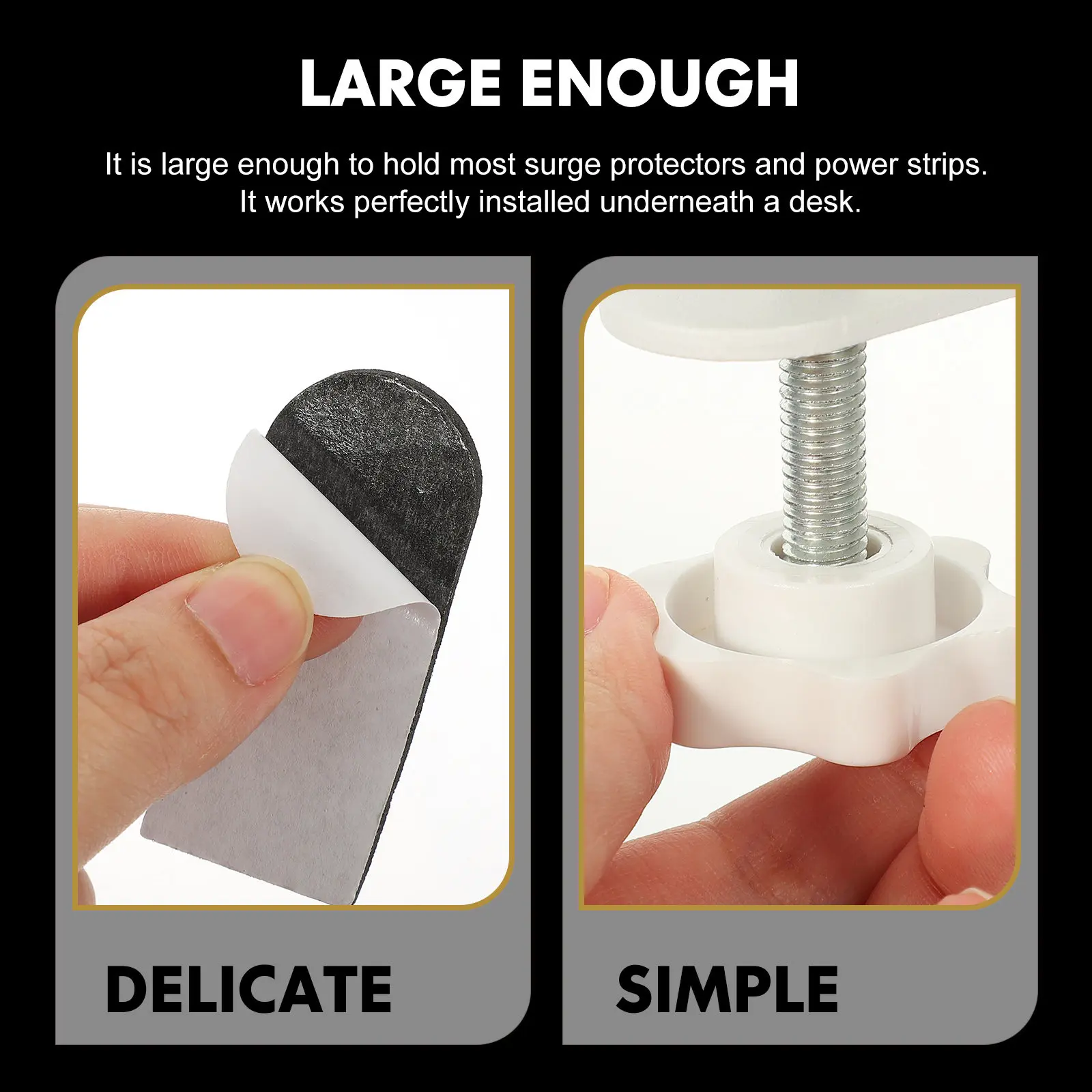 

Under Desk Cable Management Tray with Mounting Hardware Compact Design for Power Strips Adapters and USB Hubs Cord Organizer