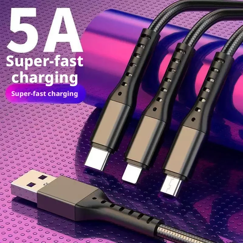 3 In 1 66W PD Quick Charge Cord Micro USB Type C Charger Cable 1.2m Multi USB Universal Data Wire For iPhone Huawei Xiaomi