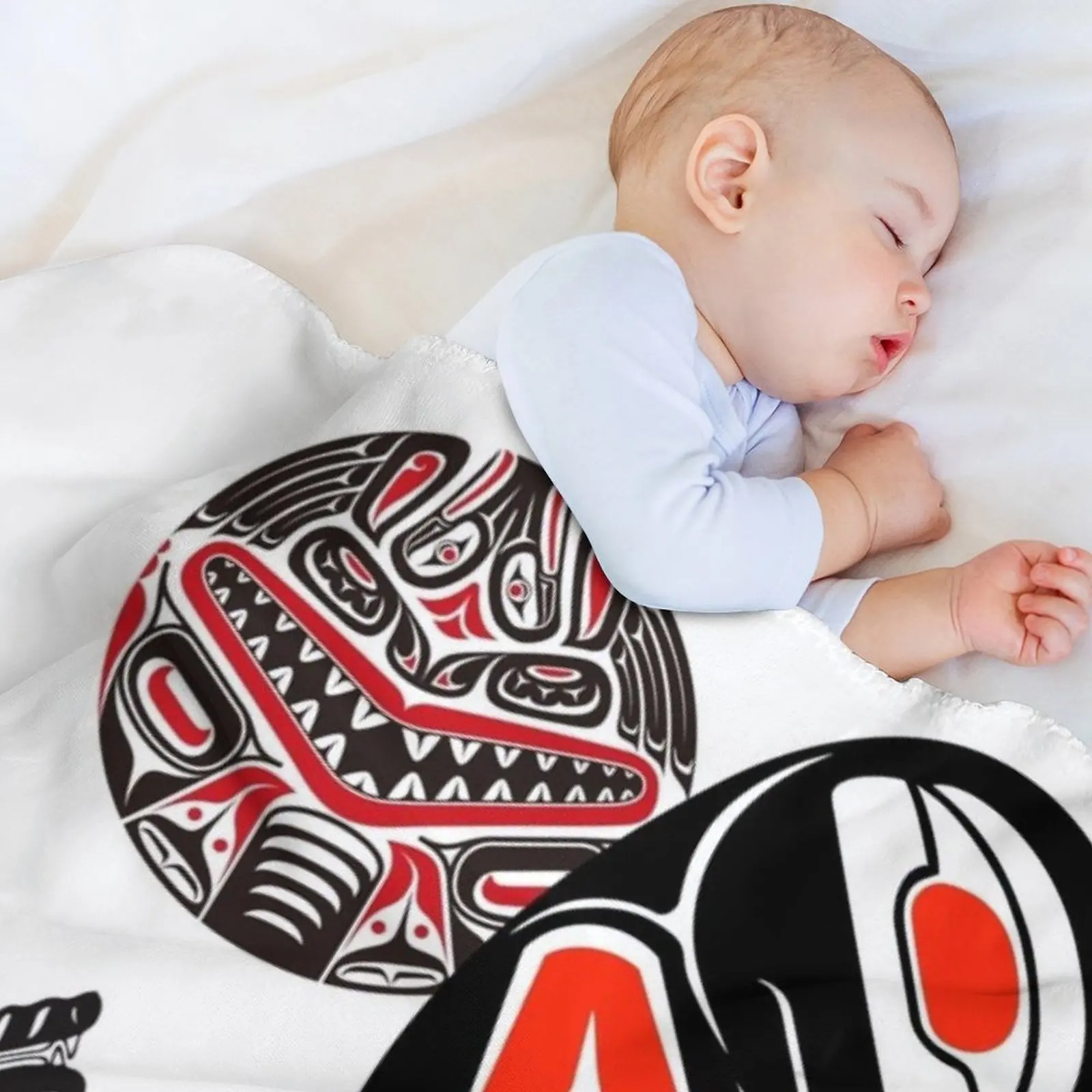 Haida Tlingit بطانية رمي أساسية أصلية، بطانيات سفر للشعر، أرائك للديكور، بطانيات صيفية