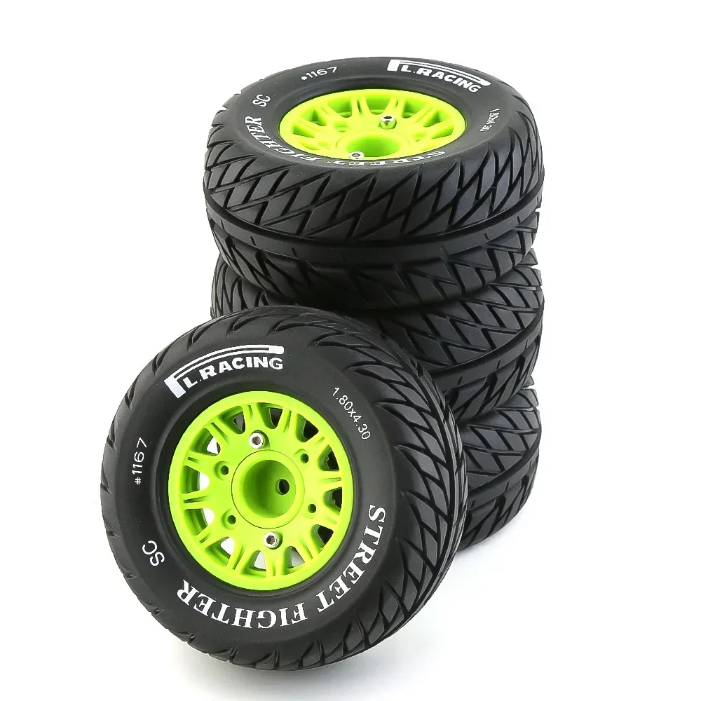 4pcs RC Model Car Rubber Tires & Wheel for 1/8 1/10 Scale RC On Road Car HSP Sonic 94102 GT LC RACING PTG-2 Tamiya TT02