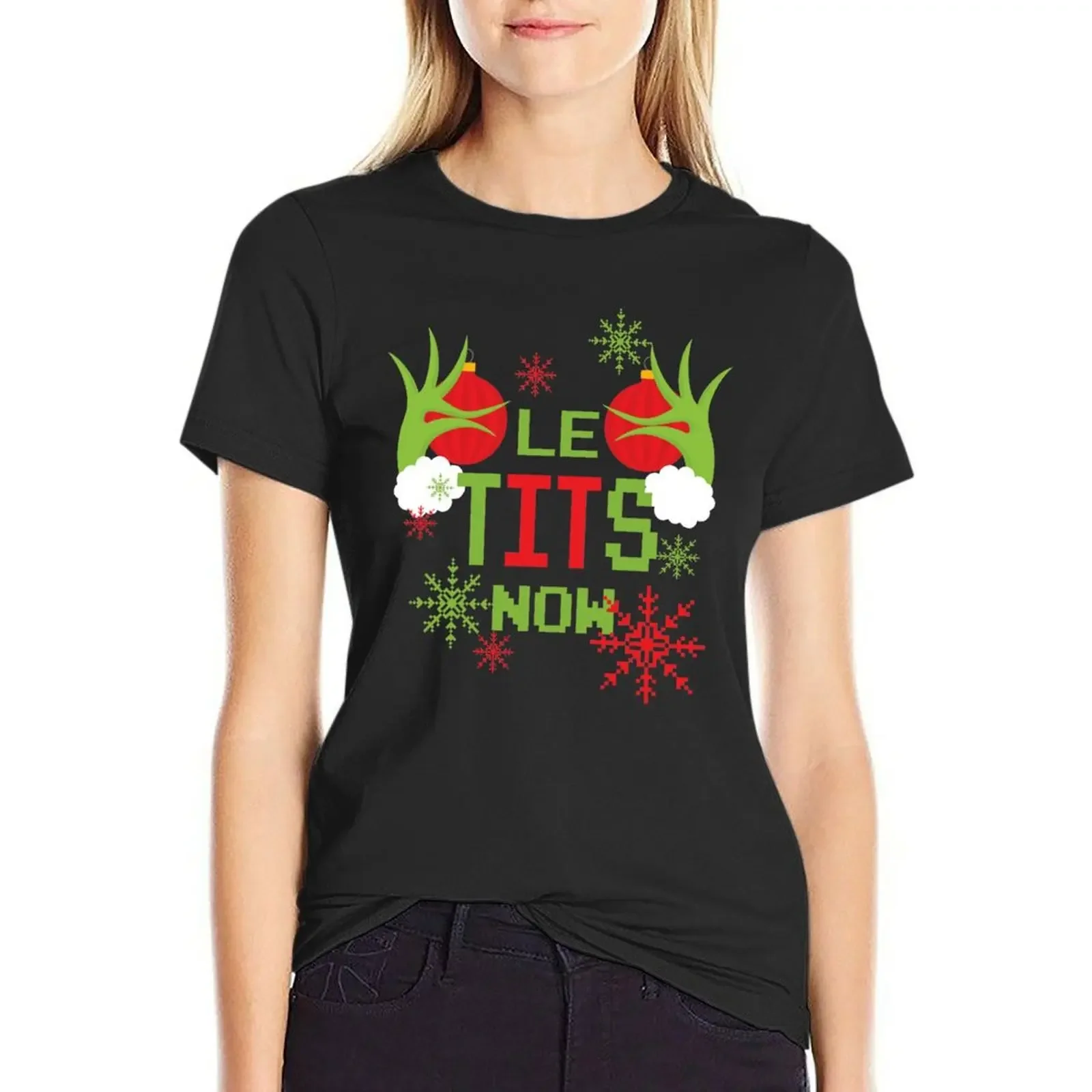 Le Tits Now Christmas ugly sweater T-Shirt anime clothes female woman t shirt