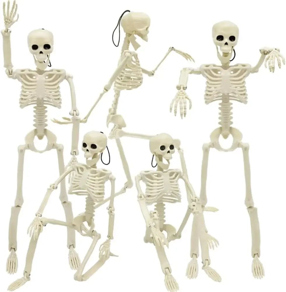 40CM Halloween Simulation Skeleton Hanging Plastic Human Skull Skeleton Can Stand Joints Movable Party Horror Props image 5