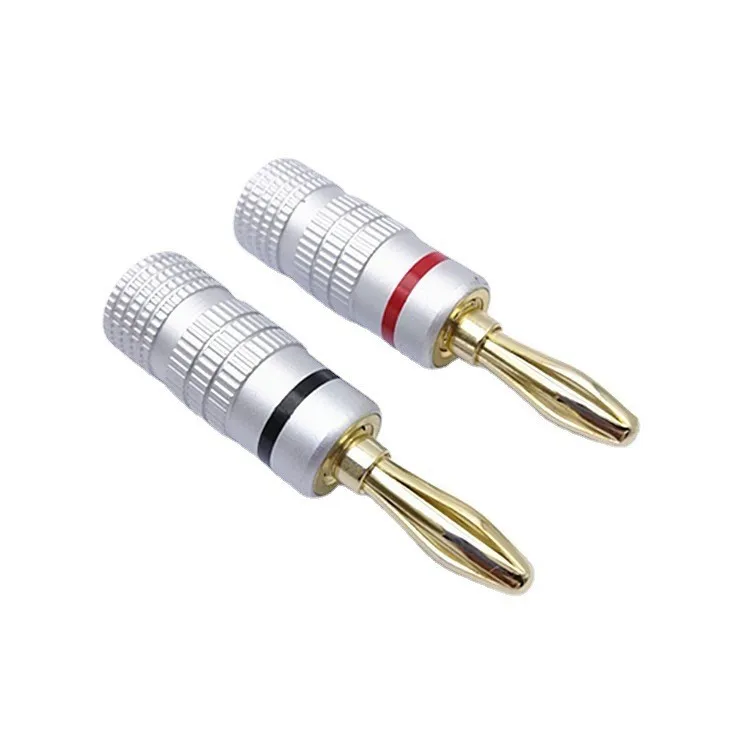 2pcs/1pair 1red 1black 4mm GD Amp  Speaker Banana plug connectors Gold plated aluminum case in the middle