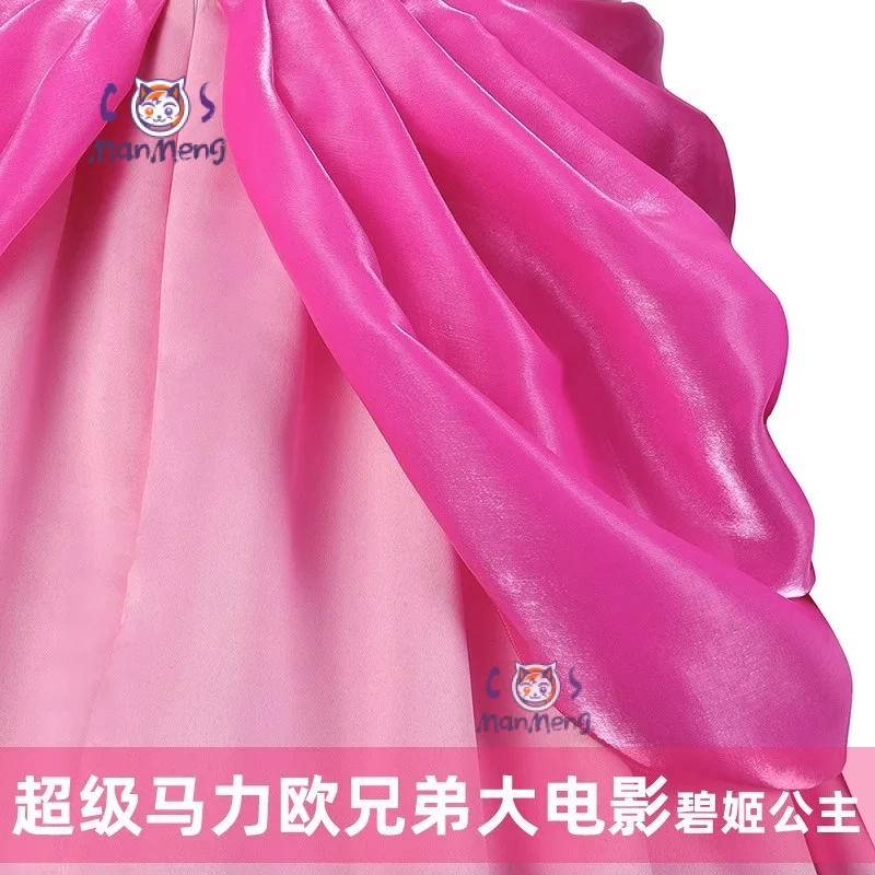 الأميرة الخوخ تأثيري حلي سوبر بروس زي الوردي لوليتا فستان الأميرة تاج أقراط قفازات هالوين عيد الميلاد فتاة هدية #3