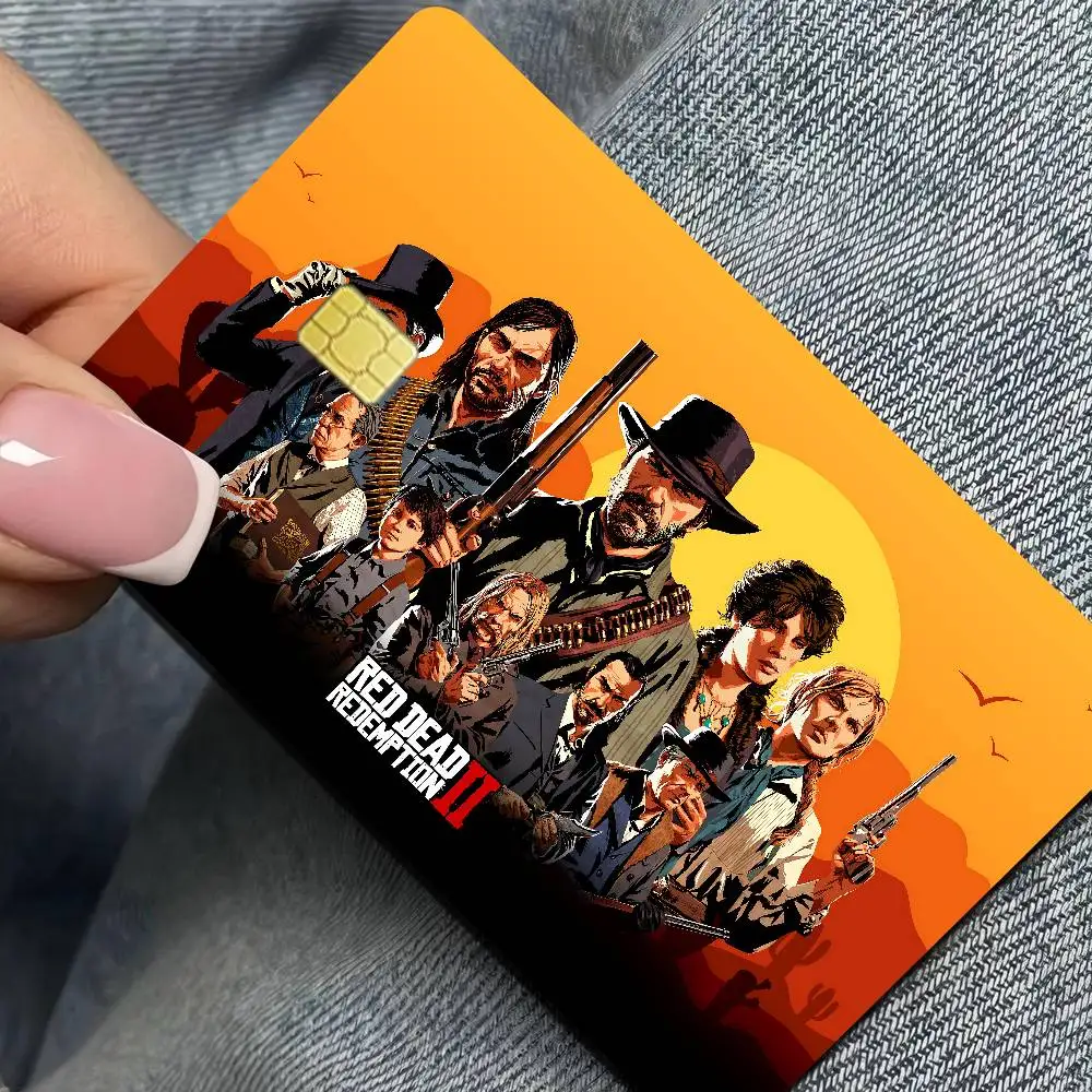 R-Red D-Dead R-Redemption 2 Stiker Film Sampul Depan Anime untuk Kartu Kredit Debit Chip Kecil Besar
