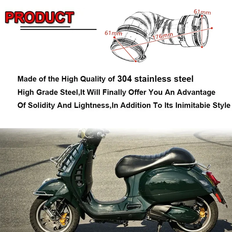 أنبوب عادم من الفولاذ المقاوم للصدأ لفيسبا ، ملحقات الدراجات النارية ، أنبوب وصلة لـ GTV300 ، GTS200 ، GTS250 ، GTS300 ، GTS ، جناج ، يهو ، يهو ، ، ، من-20 ، #2